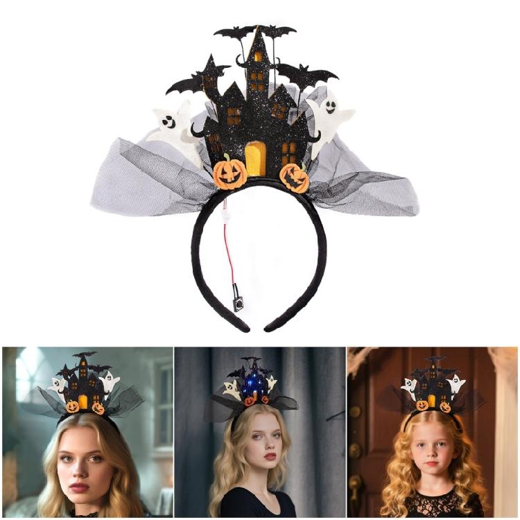 3D Glowing Castles Hairband Party Headwear For Halloween Night Event Theme Costume Accessories Festival Props Headpiece