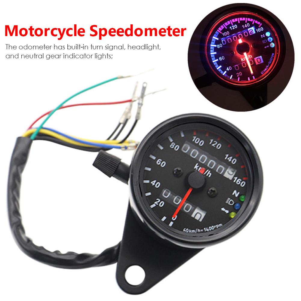 Hot Sale Motorcycle Speedometer Delicate Design Retro 12V Motorcycle Speedometer Odometer with Neutral Gear Headlight Indicator