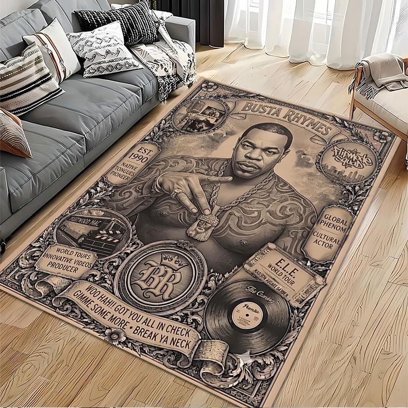 "Tapis d'Art Icône Rap Vintage" adapté comme tapis antidérapant pour le salon ou le canapé de la chambre
