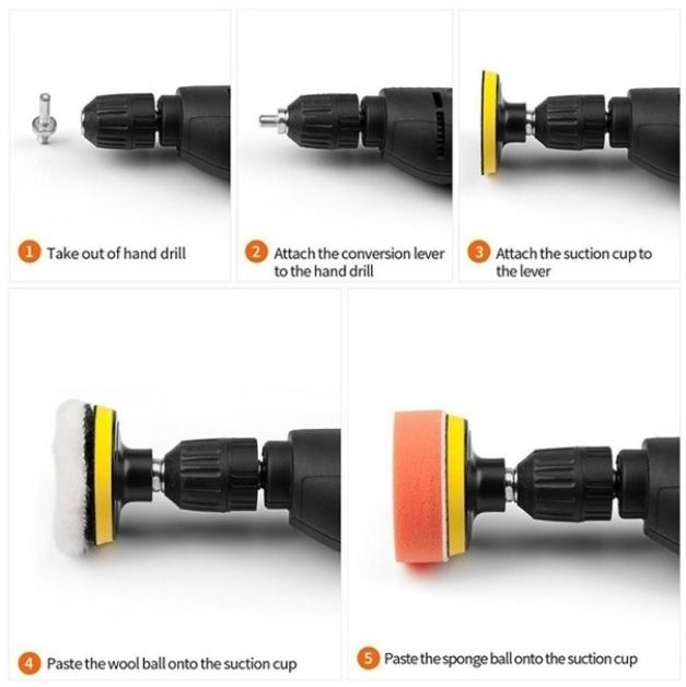11Pc 5 In Polishing Pads Sponge Woolen Waxing Buffing Pad Kits M14 Drill Adapter 11Pc 5 In Polishing Pads Sponge Woolen Waxing Buffing Pad Kits M14 Drill Adapter