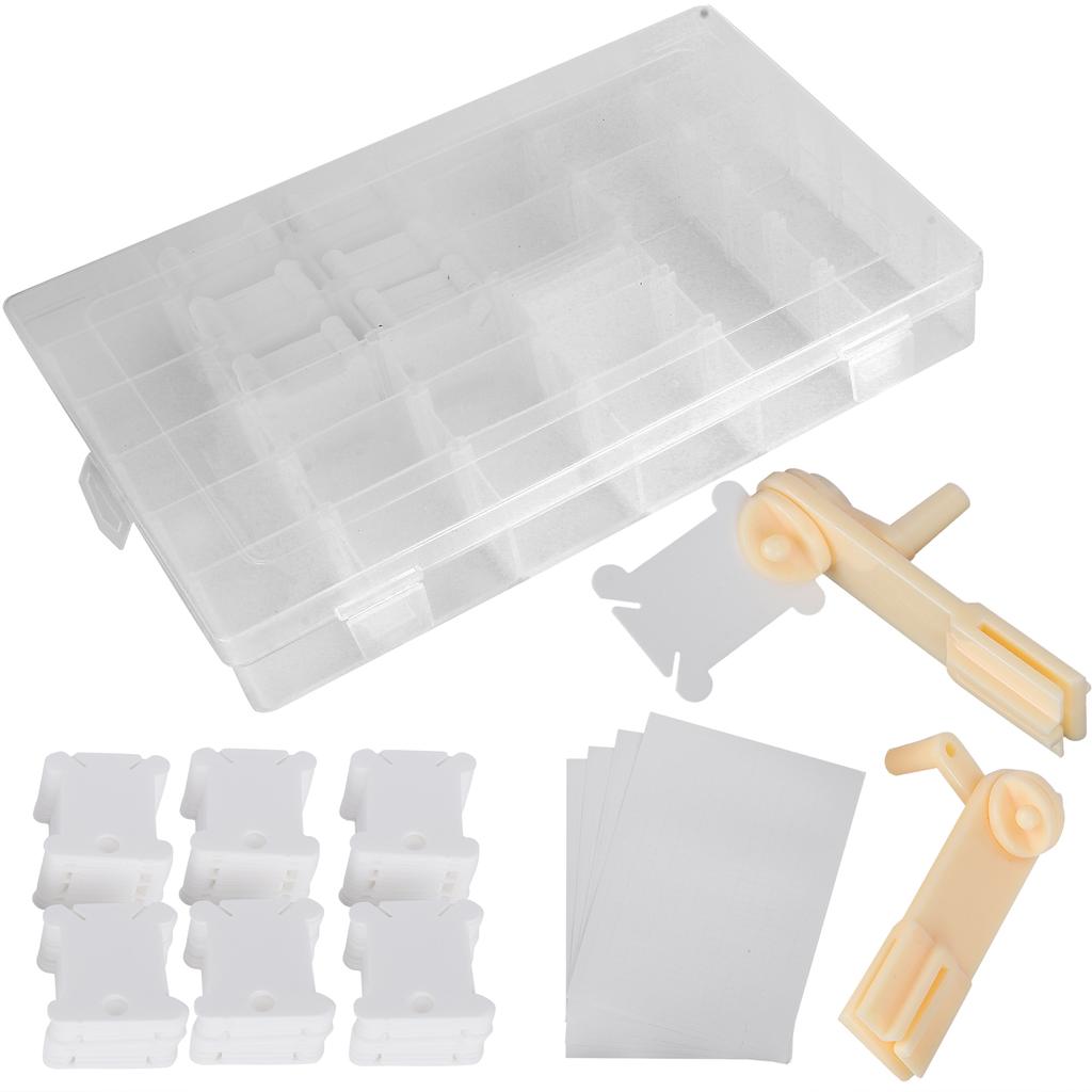 Embroidery Floss Organizer Box Milk White Cross Stitch Plastic Bobbins Manual Winding Machine