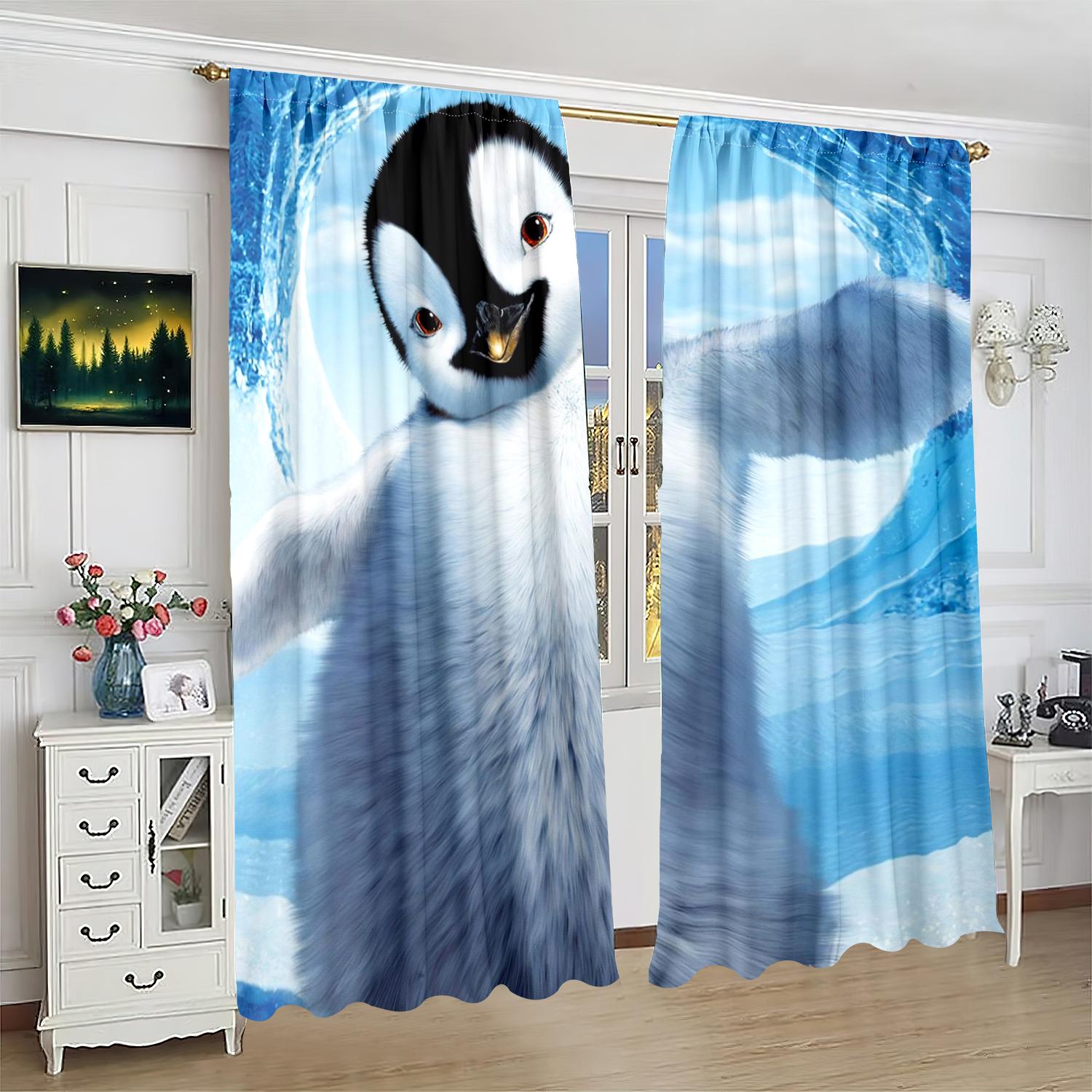 

2 шт. штор с принтом «Пингвин» - материал из полиэстера - подходят для спален, гостиных и кабинетов в качестве занавесок для уединения. 30inchx65inchx2Pcs