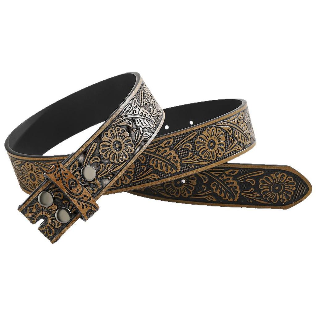 Women's Ethnic Dragon Pattern Carved Leather Belt - Retro, High-End, Versatile Fashion Accessory