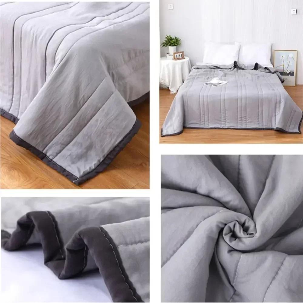 Washed Cotton Summer Cool Blanket, Solid Color Air Conditioner, Washable, Single Student, Child, Adult Summer Blanket  Edredon