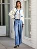 2025 European & American Furry Denim Color Block Long Sleeve Jacket