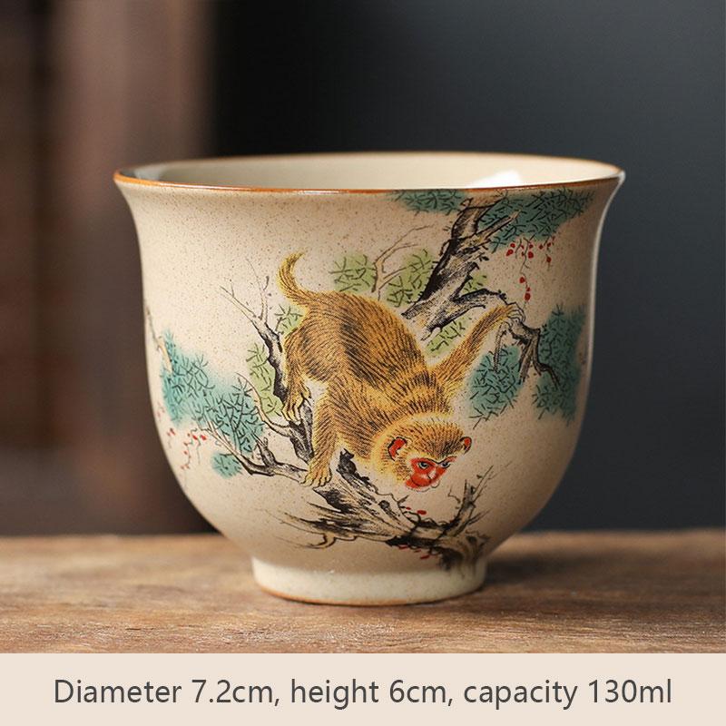 Chinese Ceramic Teaware Zodiac Tea Cups Vintage Pottery Ceremony KungFu Teacups Tea Wine Mug Espresso Coffee Cup