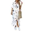 Women's Floral Printed Shirt Dress Casual Commute Fashion Dress for Europe America Crossborder
