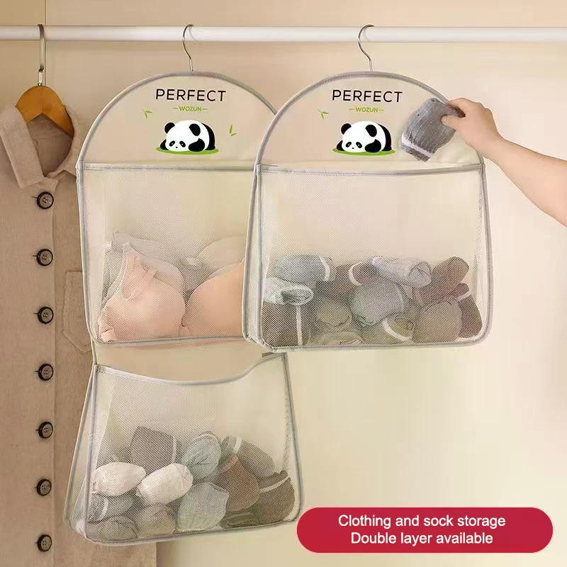 Large Capacity Wardrobe Hanging Mesh Storage Bag Multi-layer Socks Organizer save Space Multi-function Storage Solution