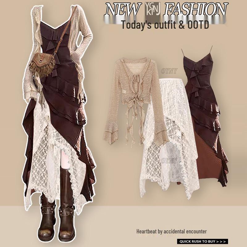 

Комплект платья-халтера «Богемная пустошь 2025» для весны - Уникальный пикантный стиль из двух частей XL