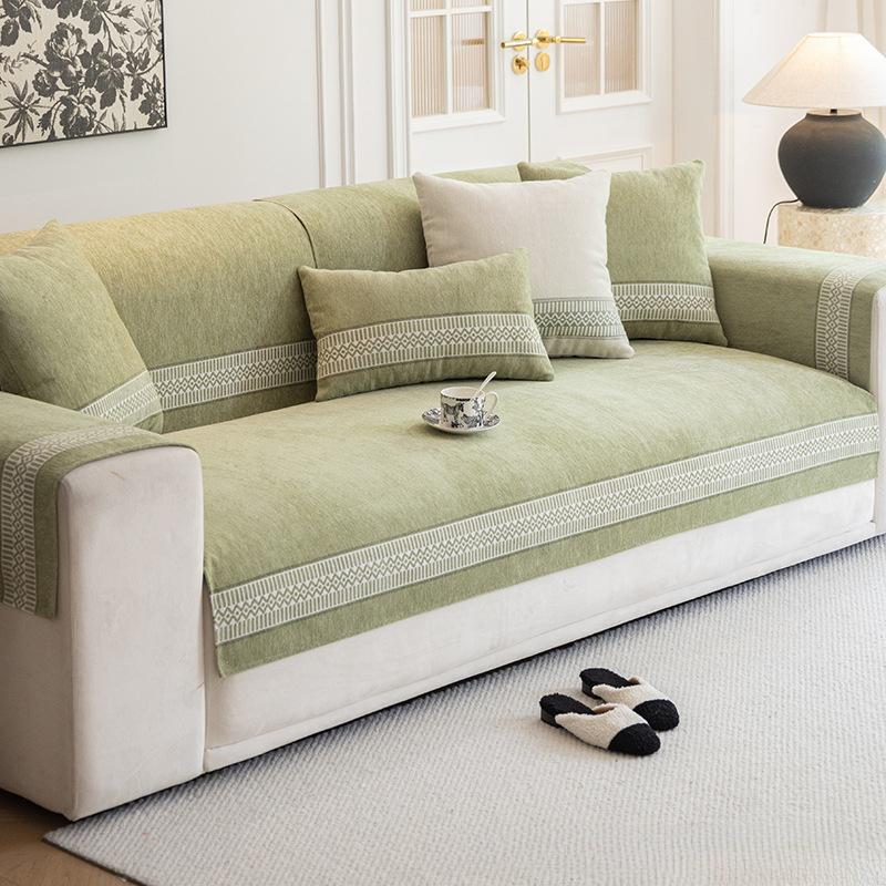 

Подушка для дивана из синели, нескользящая универсальная подушка для сиденья Four Seasons, современная простая и легкая роскошная спинка, полотенце с принтом, тканевый чехол 70*70