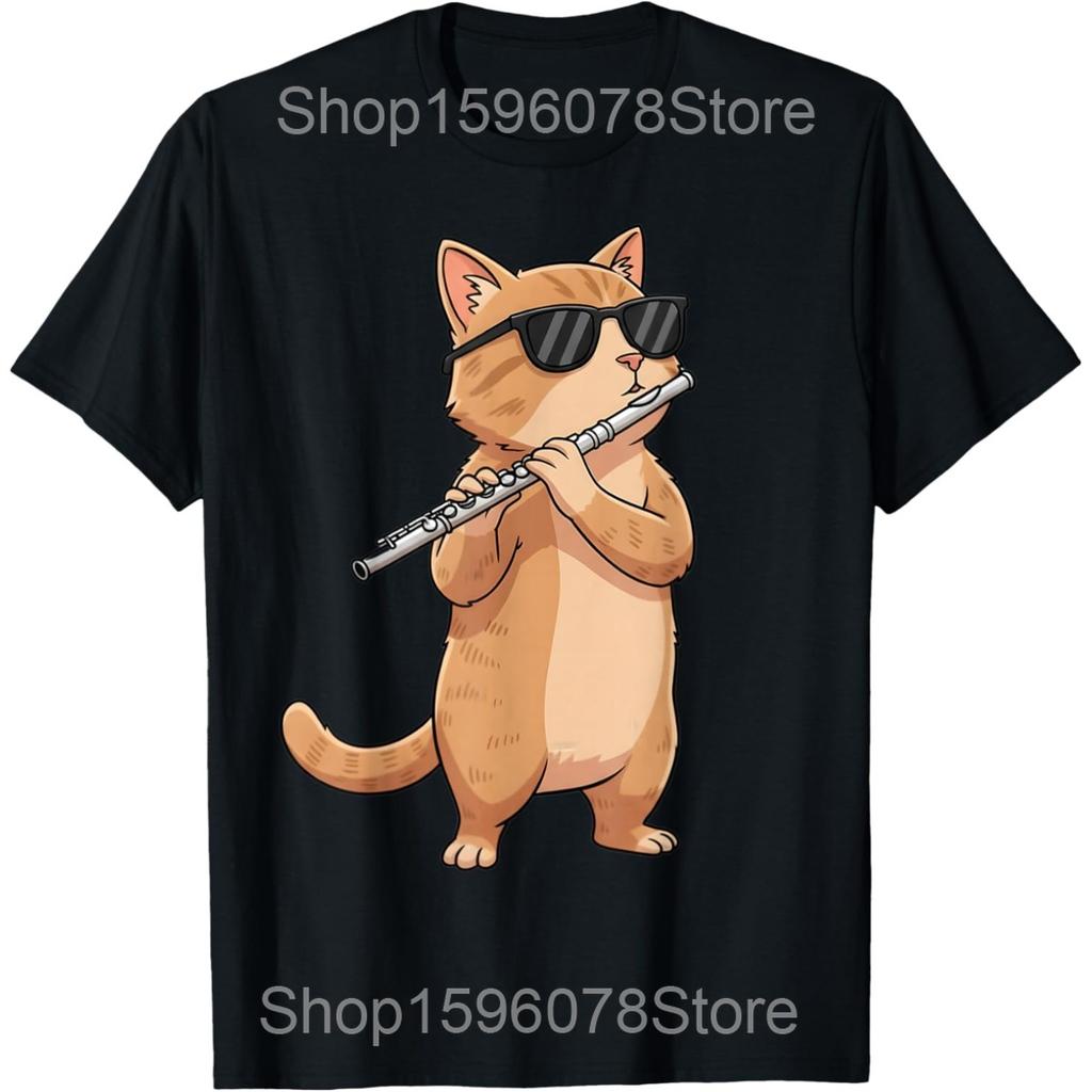 Funny Musical Instrument Flute Player Gift T Shirts Men Cotton Humor Streetwear Tee Shirt Short Sleeve Unisex Loose Clothing