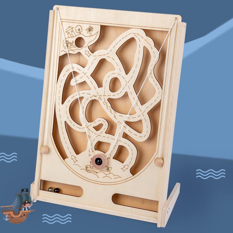 Pirate Themed Wooden Marble Game: Promoting Hand-Eye Coordination and Balance for Children’s Educational Play