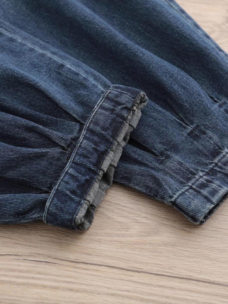 Frühling/Herbst 2025 Damen Plus Size Elastischer Bund Denim Laternen Haremshose