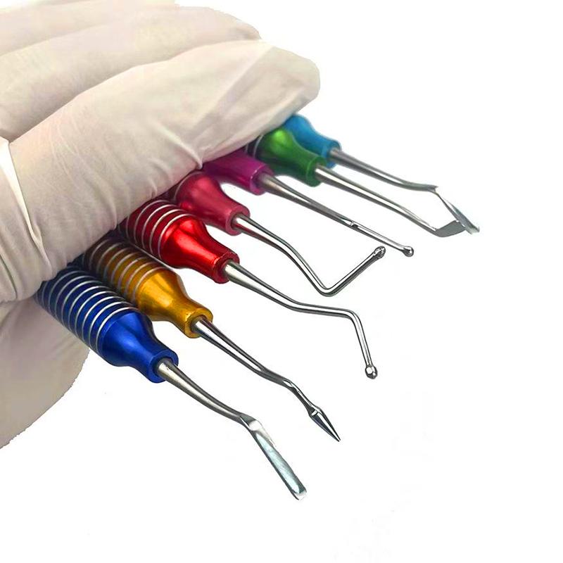 Set de 7 bucăți Rășină Compozită Dentară Cap de Rășină pentru Obturații Unelte Spatulă Culoare Titan