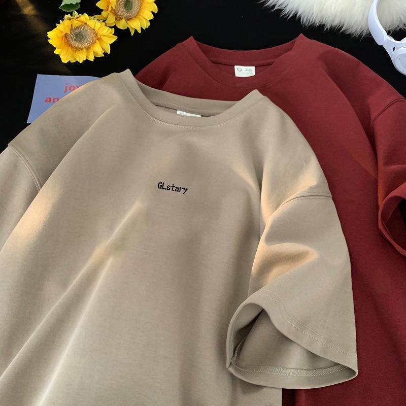 

Модная брендовая осенняя мужская футболка с коротким рукавом, мужская из чистого хлопка с круглым вырезом, плюс размер, для полных, свободная, с коротким рукавом, темно-синяя 3XL