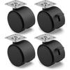 Set Of 4 Furniture Castors 50 Mm - Transport Castors With Brake Up To 20-30 Kg Per Wheel - Swivel Castors For Indoor Furniture