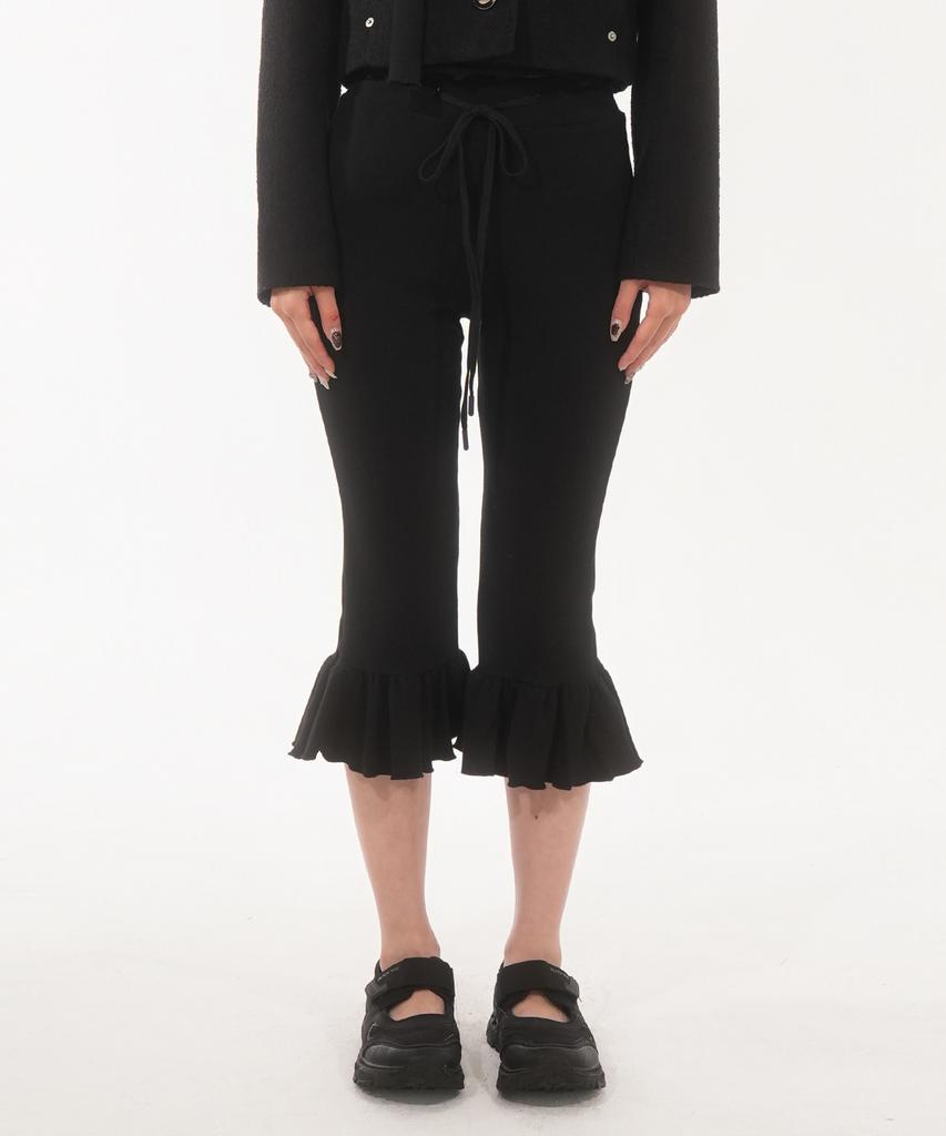 FANYOUNG Frill Capri Pants Black