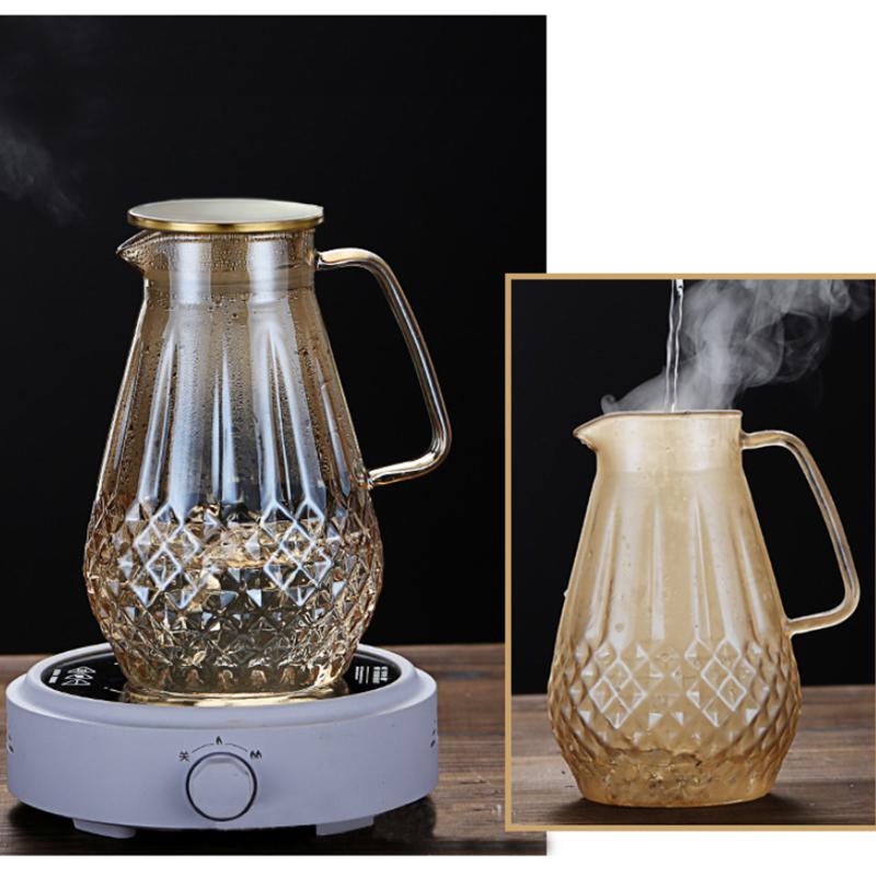 champagne color Heat-resistant glass teapot Large capacity thickened explosion-proof glass Household daily necessities teapot