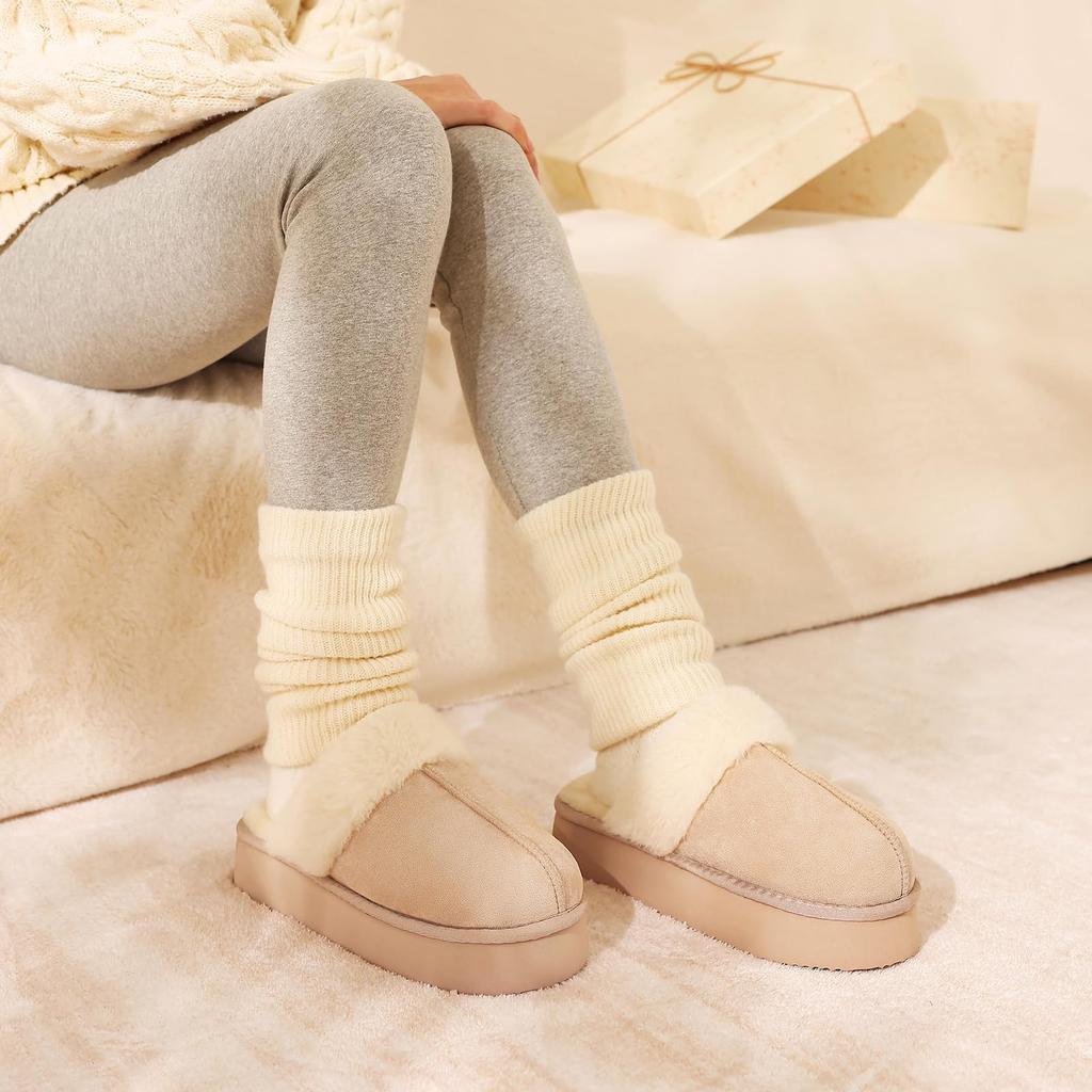 Fashion Comwarm Winter Fluffy Fuzzy Women's Slippers Platform Non-slip Home Slides Warm Cotton Shoes Soft Sole Plush Cozy Women Slippers