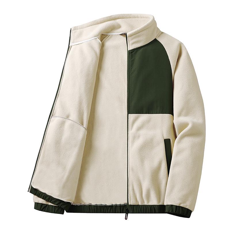 

Fleece Lined Lamb Jacket: Cozy Stand-Up Collar with Thickened Softshell, Perfect for Autumn and Winter XL