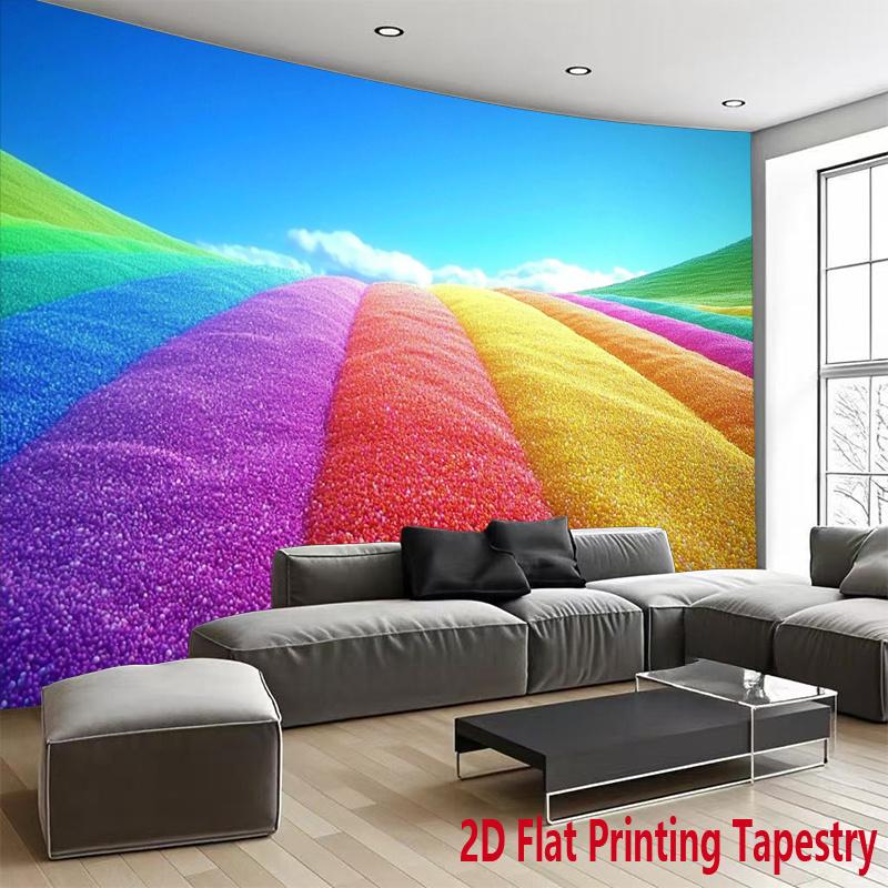 Colored Candy Mountain Design Digital Printing Polyester Wall Tapestry Suitable for Use Living Rooms Bedrooms Offices Bars Party