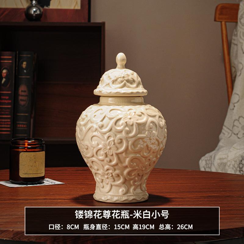 Retro Blumenzweig Keramikvase Großes Vorratsglas Haushalt Hydrokultur Vase Blumenarrangement Behälter Innen Handwerk Dekoration