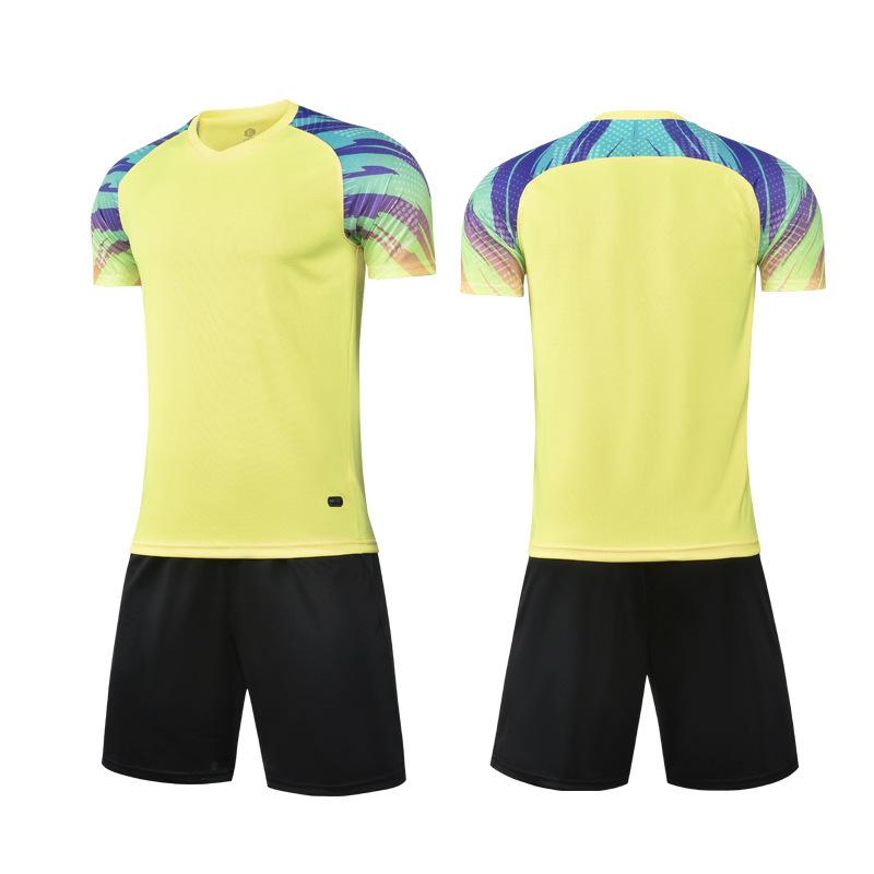 Football Uniform Collection Quick-drying and Breathable Childrens Short-sleeved Game Training Uniform Team Uniform Adult Bare Jersey with Prin