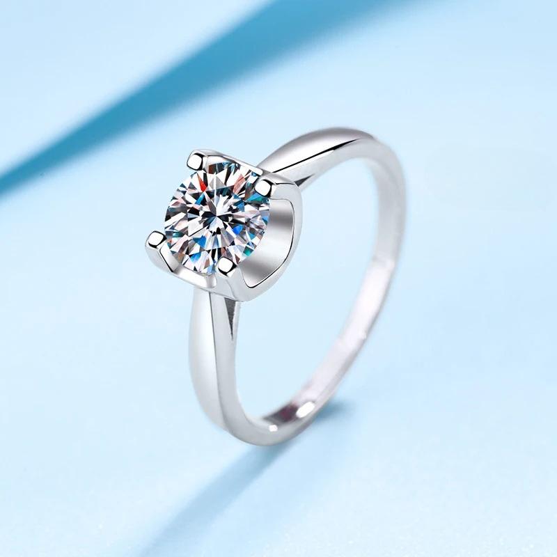 Tezzc Moissanite Ring Sterling Silver Lab Diamond for Women Wedding Engagement Rings Band Jewelry with Certificate
