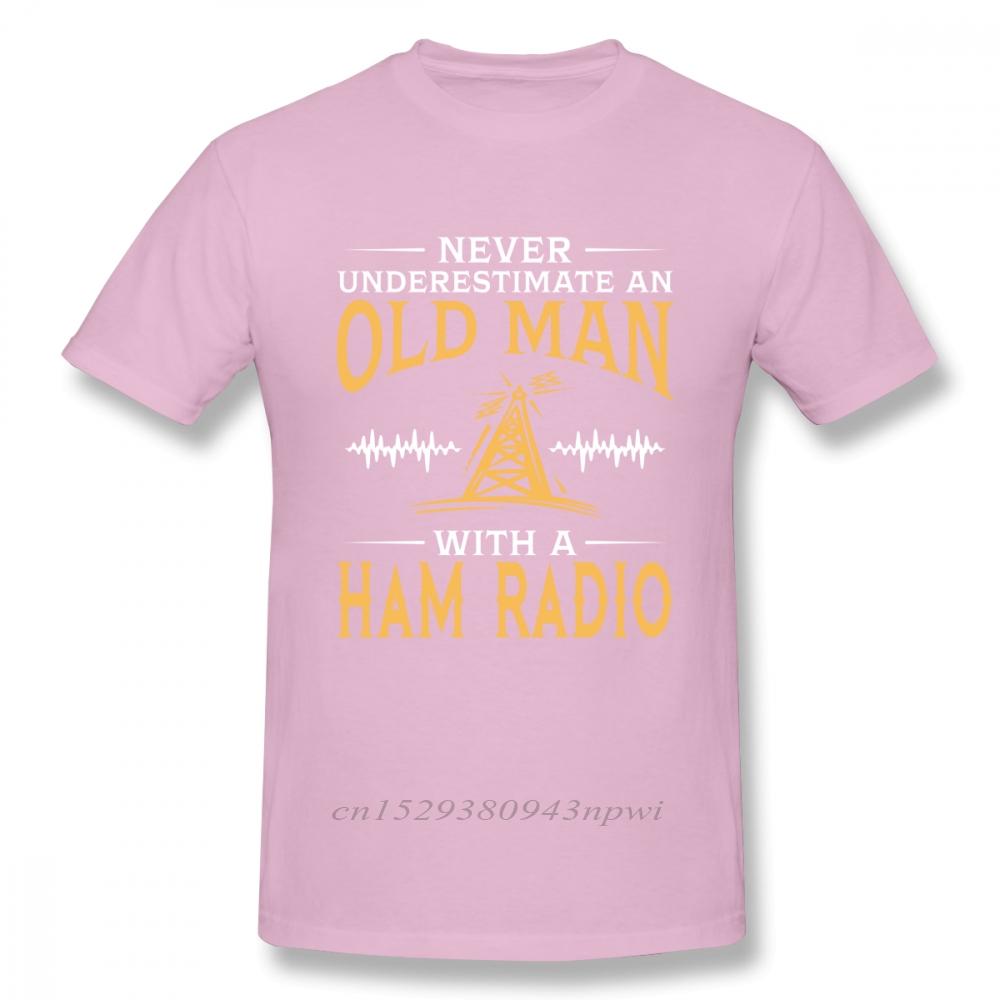 100% Cotton Tees Never Underestimate An Old Man with A Ham Radio Tee Shirt Man Round Neck T Shirt Guys Punk Designer Streetwear
