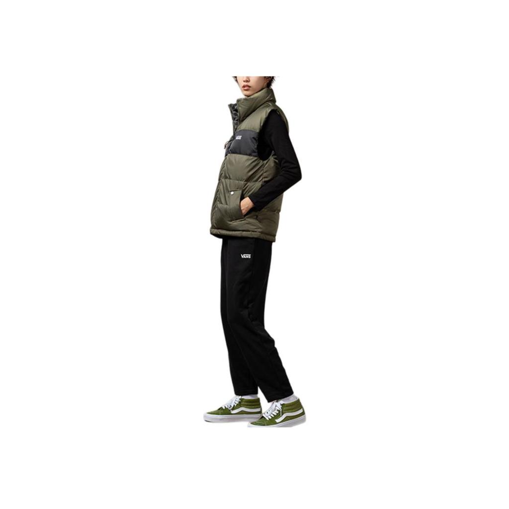 Vans Color Block Checkerboard Reversible Down Vest Unisex Vests Army-Green VN000H23KCZ