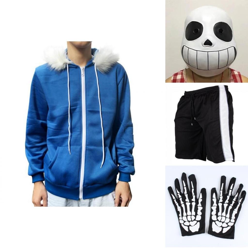 Stylish Game Undertale Sans Cosplay Costume Hoodie Set With Gloves And Stockings
