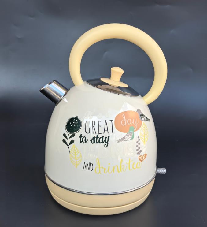 1850W Rapid Boiling Electric Kettle with 1.8L Flower-Printed Hot Water, SUS304 Stainless Steel, LED Display, BPA-Free