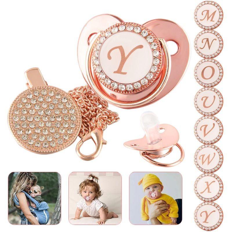 Stunning Crystal Rhinestone Baby Soothers And Pacifier Clips Bpa-free Silicone