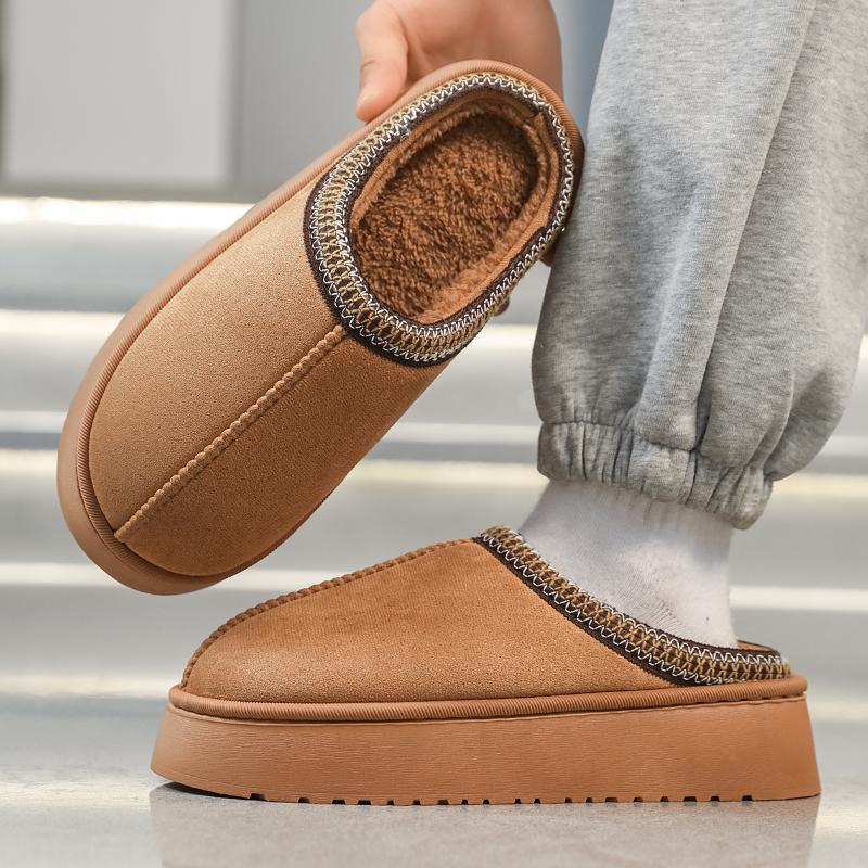 

TUINANLE Удобные теплые зимние тапочки для пары с флисовой подкладкой - Элегантные, теплые и удобные, с толстой подошвой для дома 44-45 коричневый