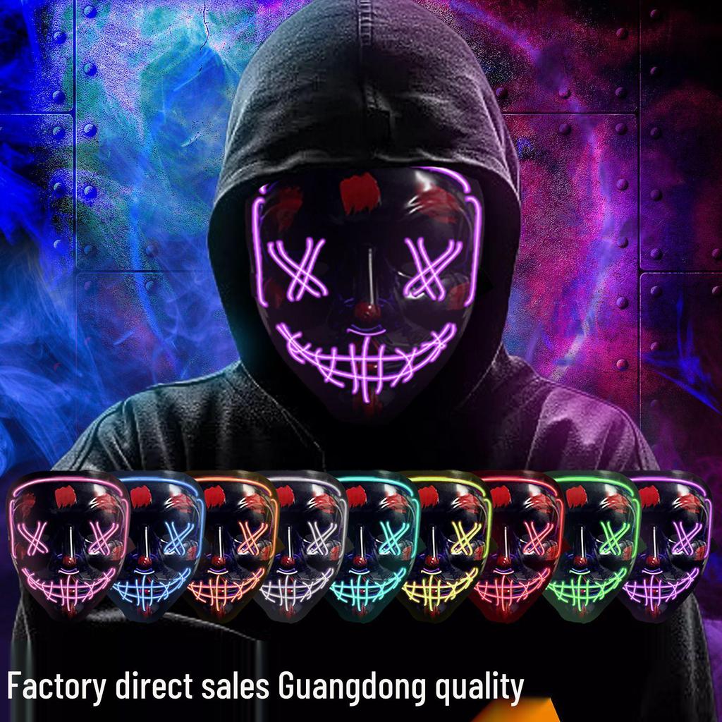 Maska LED Luminous Halloween Cyberpunk w kształcie V: Kostium festiwalowy z podświetleniem