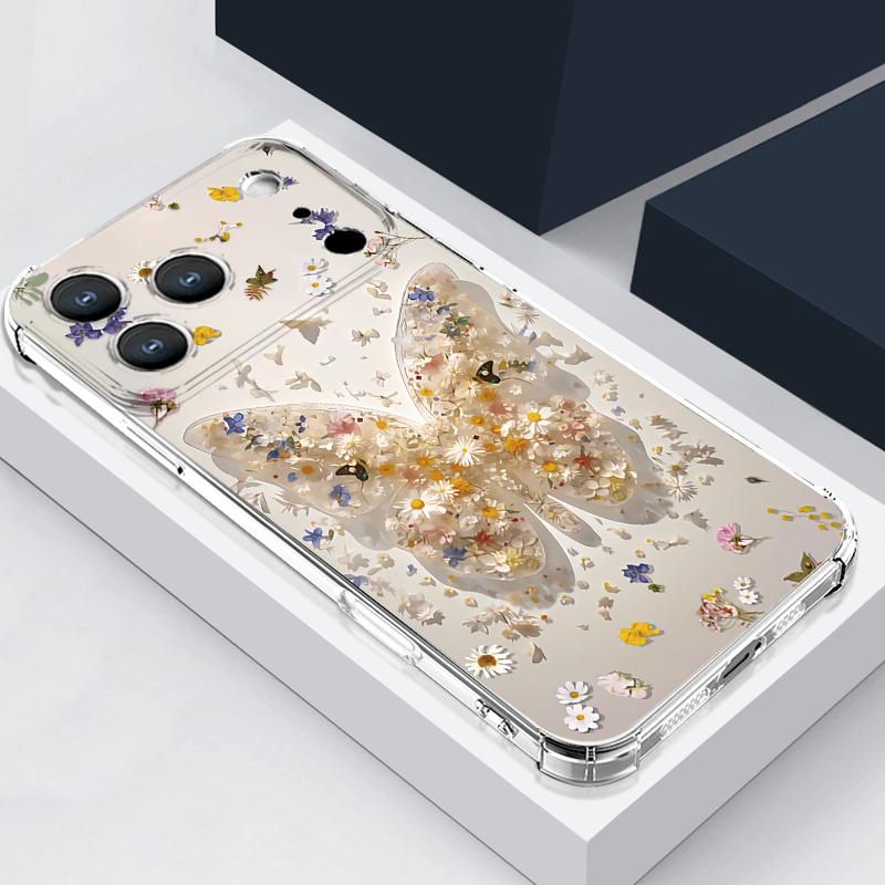 Multi-color Butterfly Pattern Case For iPhone 17 Pro Max Coque iPhone 16 15 14 13 Pro Max 11 Shockproof Clear Soft Silicone Cover