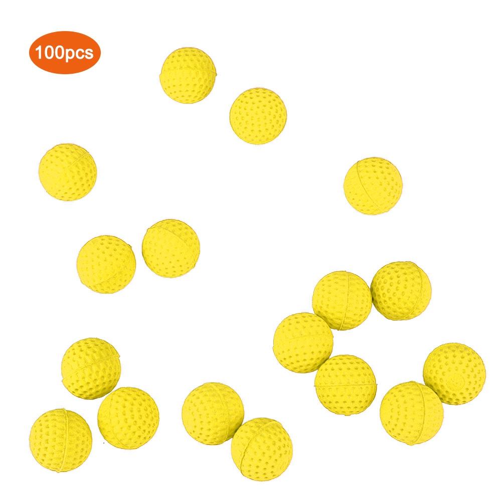 100PCS Pack Universal EVA Soft Round Refilled Bullets Ball for Rival Toy Gun (Yellow)