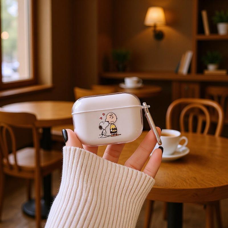Snoopy Dog Transparent TPU Protective Case for AirPods 2nd Gen Pro Earphones