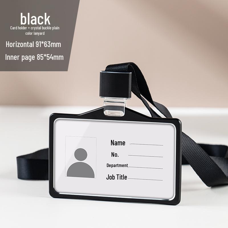 Aluminum Alloy ID Card Holder with Crystal Buckle Lanyard for Employees and Students