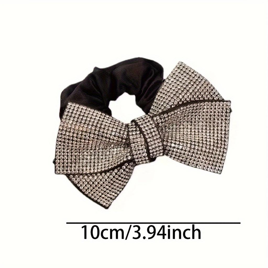 2 Diamond Piece Large Intestine Hair Tie Bow Hair Rope Easy Temperament Ball Head Flower Female Ponytail Hair Rope High-End Headwear