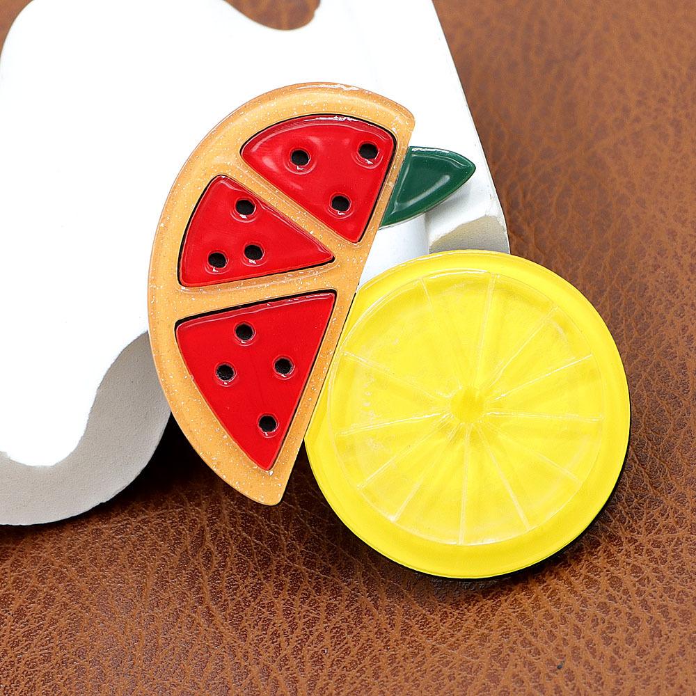 Handmade splicing acrylic sheet watermelon lemon fruit brooch, personalized and versatile