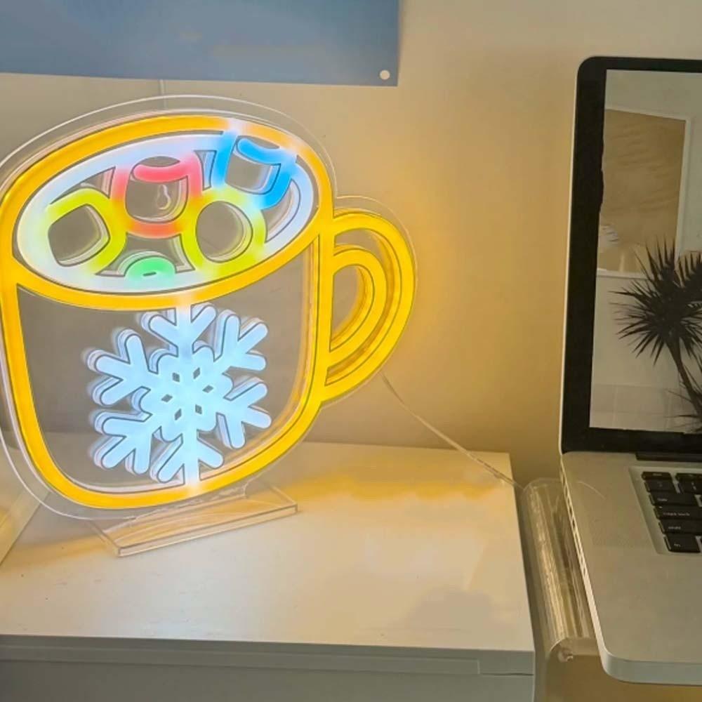 Luminous Christmas Neon Sign USB-powered Xmas Shaped Light Atmosphere Signboard  Camper
