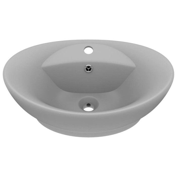 VidaXL Lavabo Ovale à Trop-plein Vasque à Poser de Toilette Lave-mains de Salle de Bain Salle Cosmétique Intérieur Gris 146938