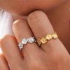 316L Stainless Steel Dainty Irregular Flower Opening Rings For Women 18K PVD Plated Fashion Waterproof Charm Zircon 2026