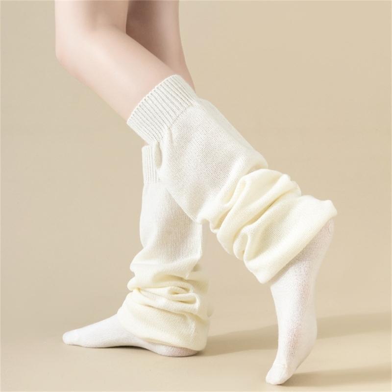 Comfortable Wide Bubble Socks With Breathable Fabric And Stacked Design Loose Slouch Thigh High Boot Socks For Women