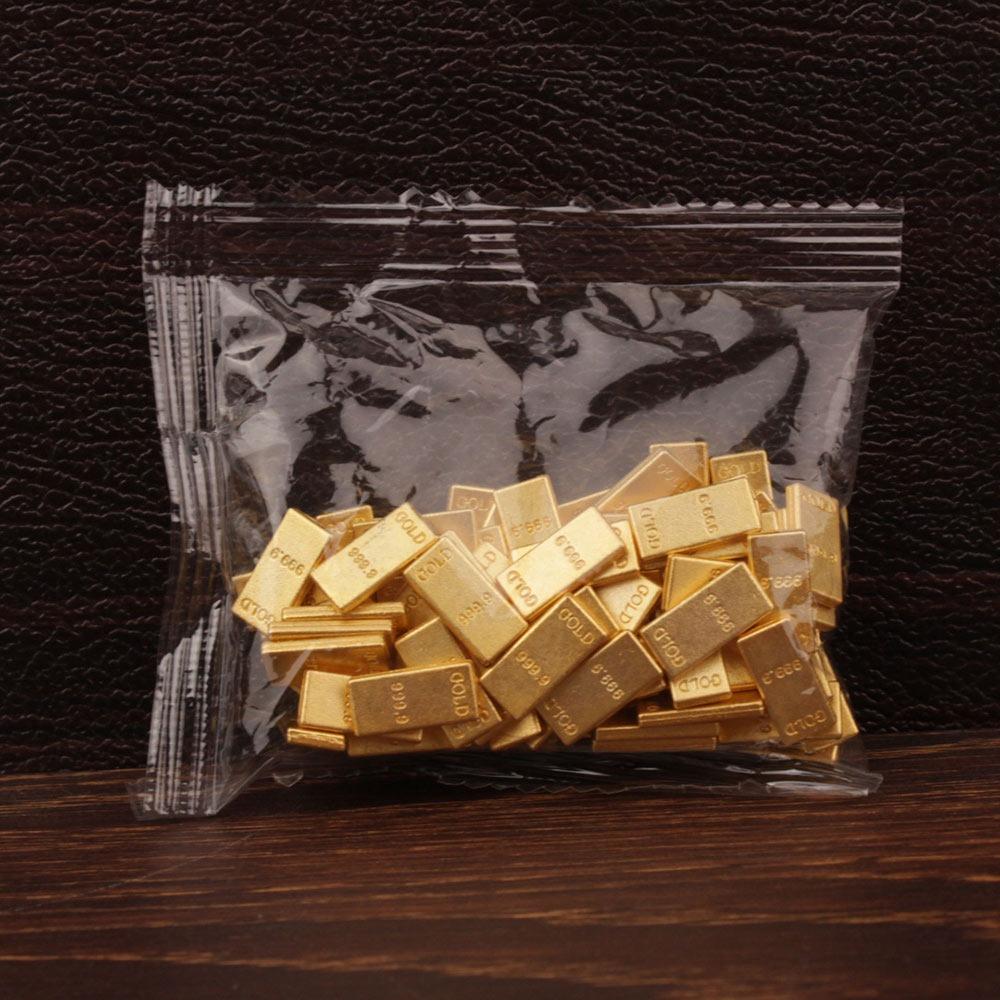 100PCS Gold Miniature Gold Ingots Luck Charms Dollhouse Accessories  Desktop Ornament