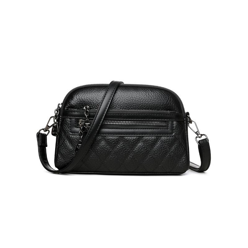 Textured rhombus embroidery thread simple soft leather medium mother small square bag new fashionable versatile shoulder messenger bag