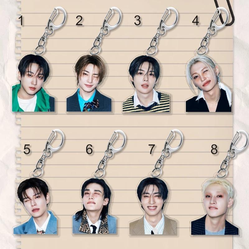 Stray Kids Member Portrait Acrylic Keychain Cute Kpop Idol Bag Pendant Kawaii Clear Key Ring Backpack Charm Fan Support Merchandise Collectible Gift