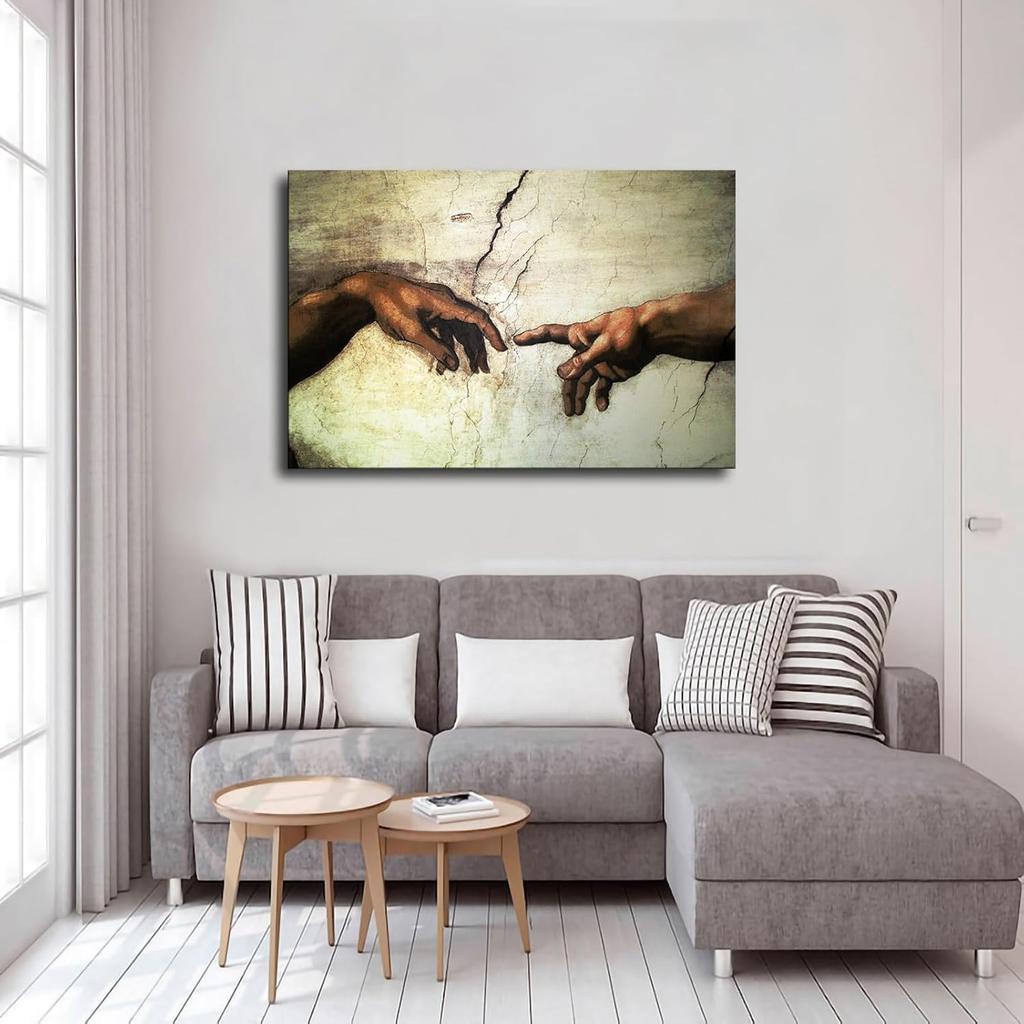 YjanzP Michelangelo Buonarroti - Hand of God Poster Wall Art Canvas Painting Posters and Prints Wall Art Pictures for Living Room Bedroom Background