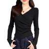 Women's Slimming V-neck Long Sleeve Top - 2024 Autumn/Winter Fashion